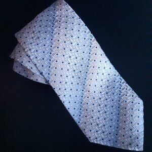 Tino Cosina Blue & Silver Geometric Design Silk Tie ⚡️BUY 3 for $55⚡️